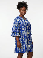 "Oshun" Royal Blue Stacked Ruffle Sleeve Dress