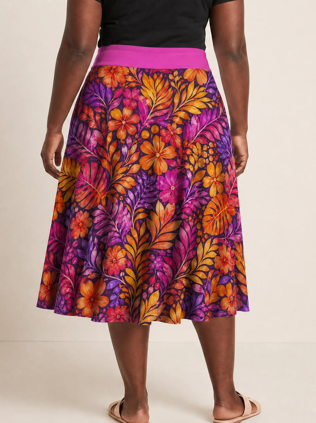 "Waridi" Twirl Skirt — cropped back view on model