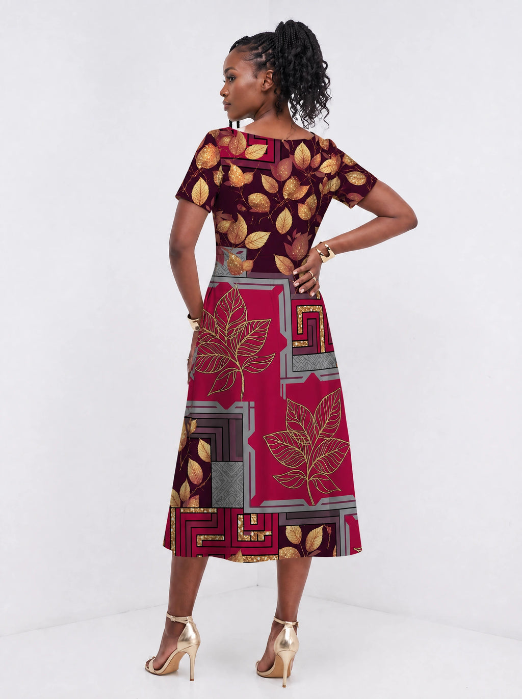 "Vuli" Sweetheart Midi Dress — back view on model
