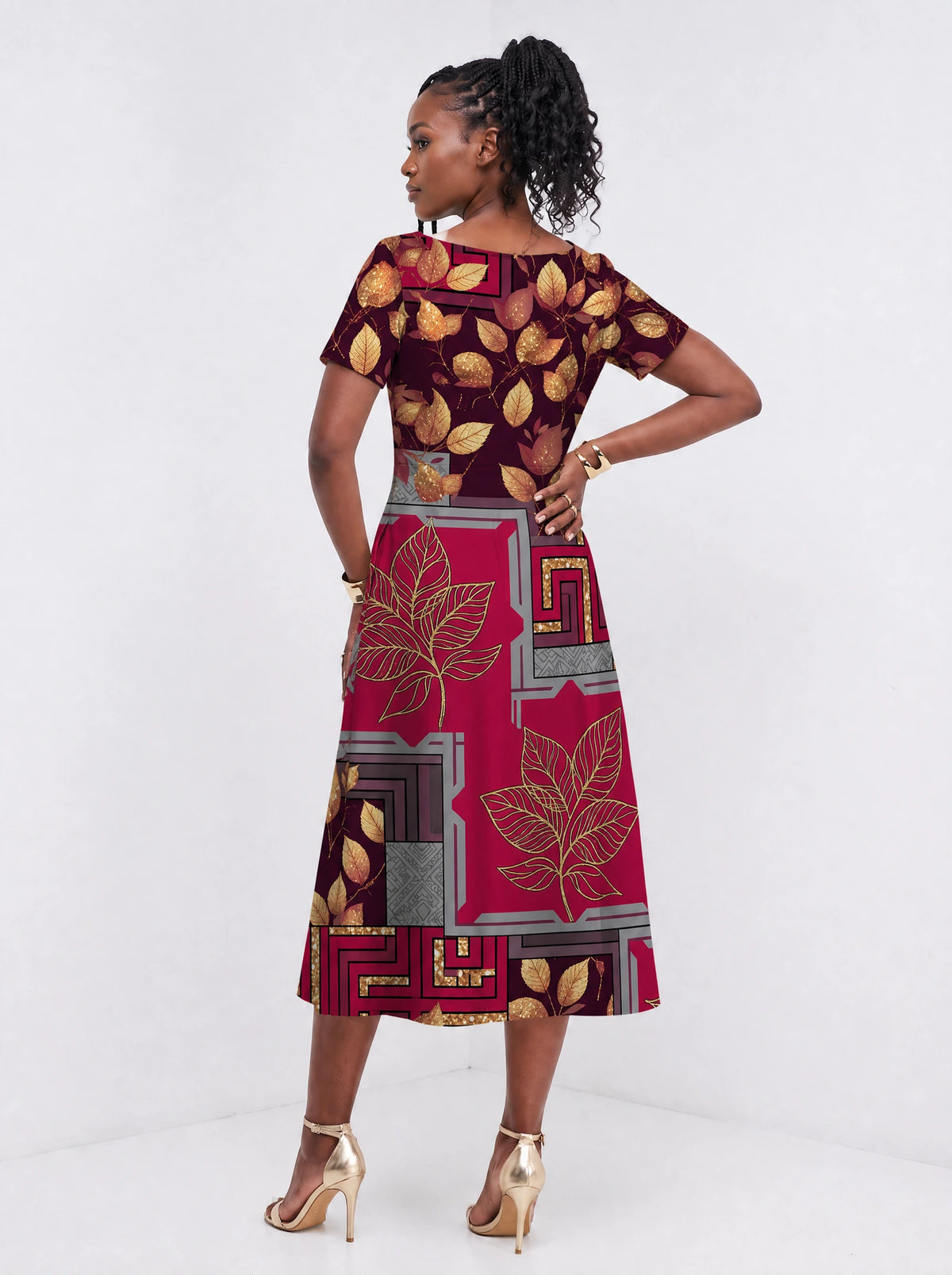 "Vuli" Sweetheart Midi Dress — back view on model