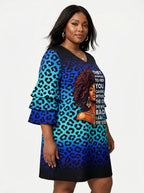 "Unstoppable" Sapphire Leopard Stacked Ruffle Sleeve Dress