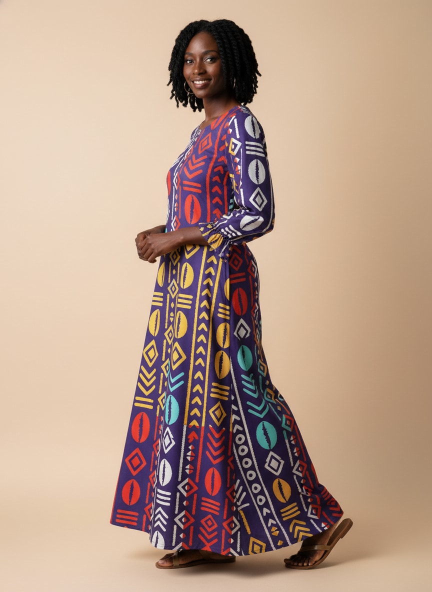 "Oshun Zamani" Long Sleeve Maxi Dress