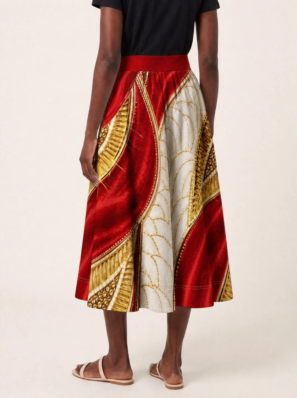 "Utukufu" Twirl Skirt — back view on model