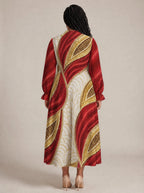 "Utukufu" Long Puff Sleeve Dress — back view on model