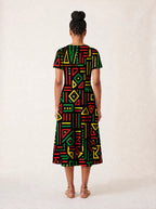 "Nairobi" V Neck Midi Dress Promo