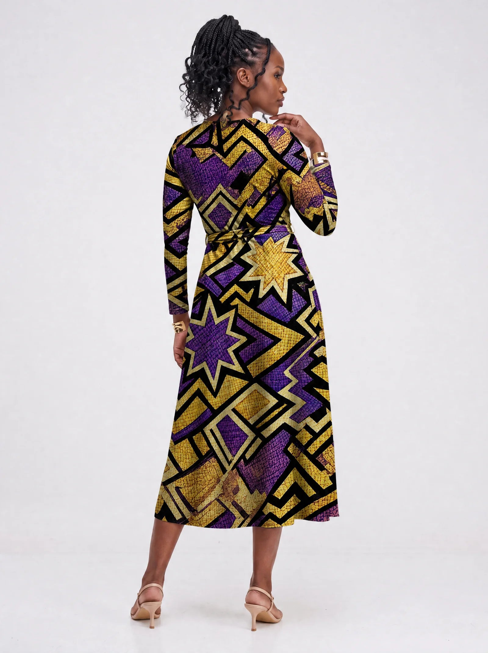"Sheba" Viscose Midi Dress — back view on model