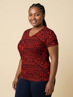 "Shaka" Burgundy V-Neck T-Shirt