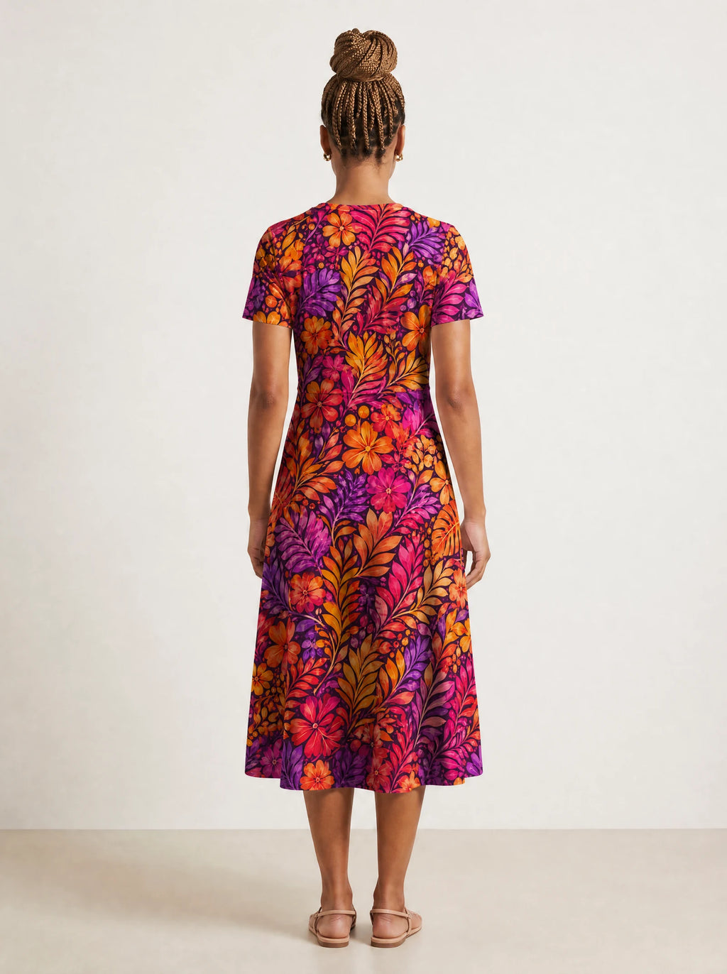 "Waridi" V Neck Midi Dress