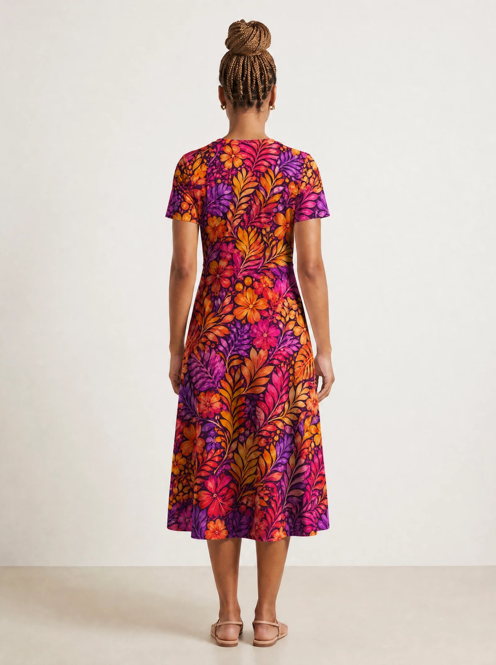 "Waridi" V Neck Midi Dress