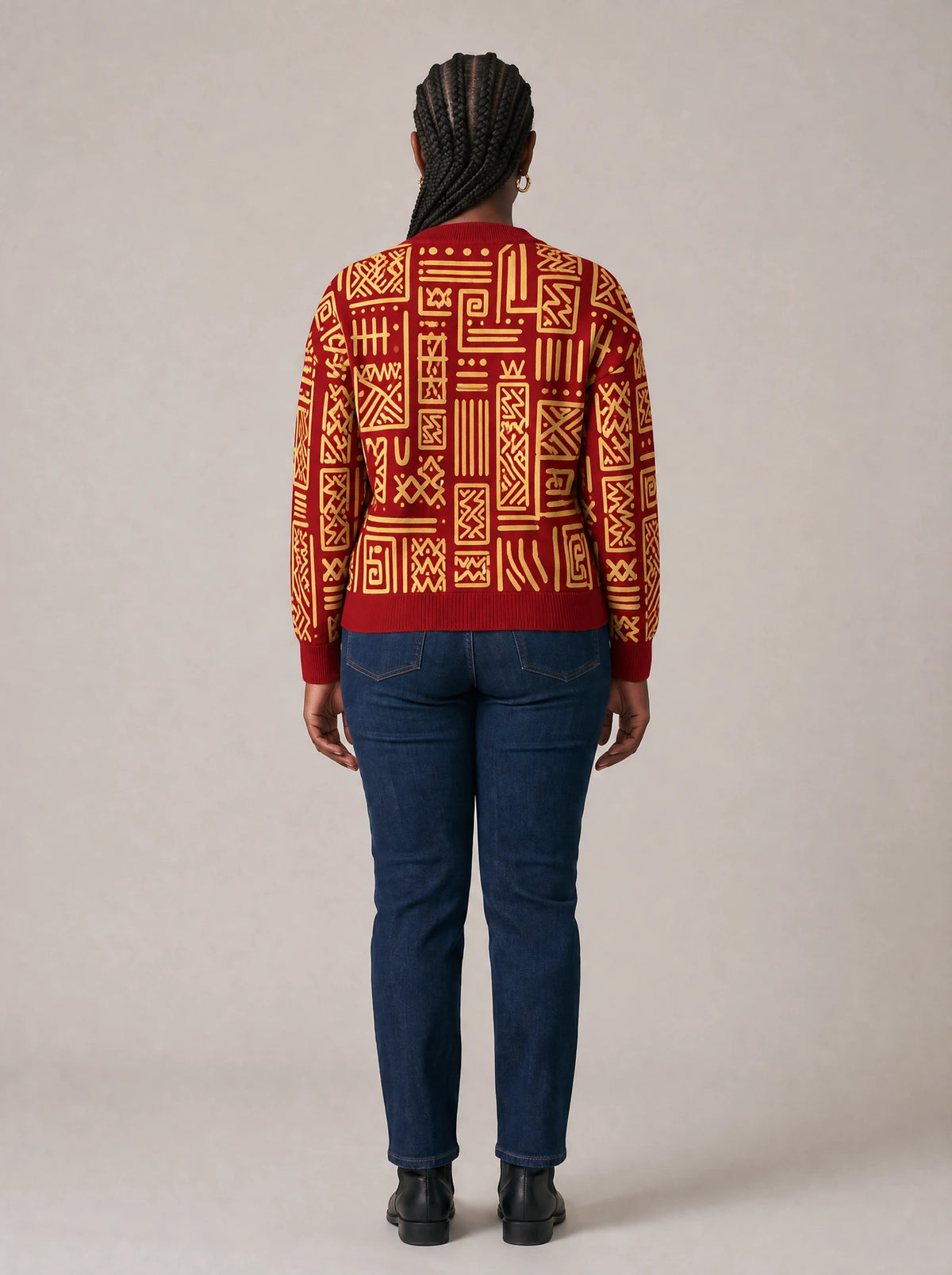 "Alama" Cardigan — back view on model