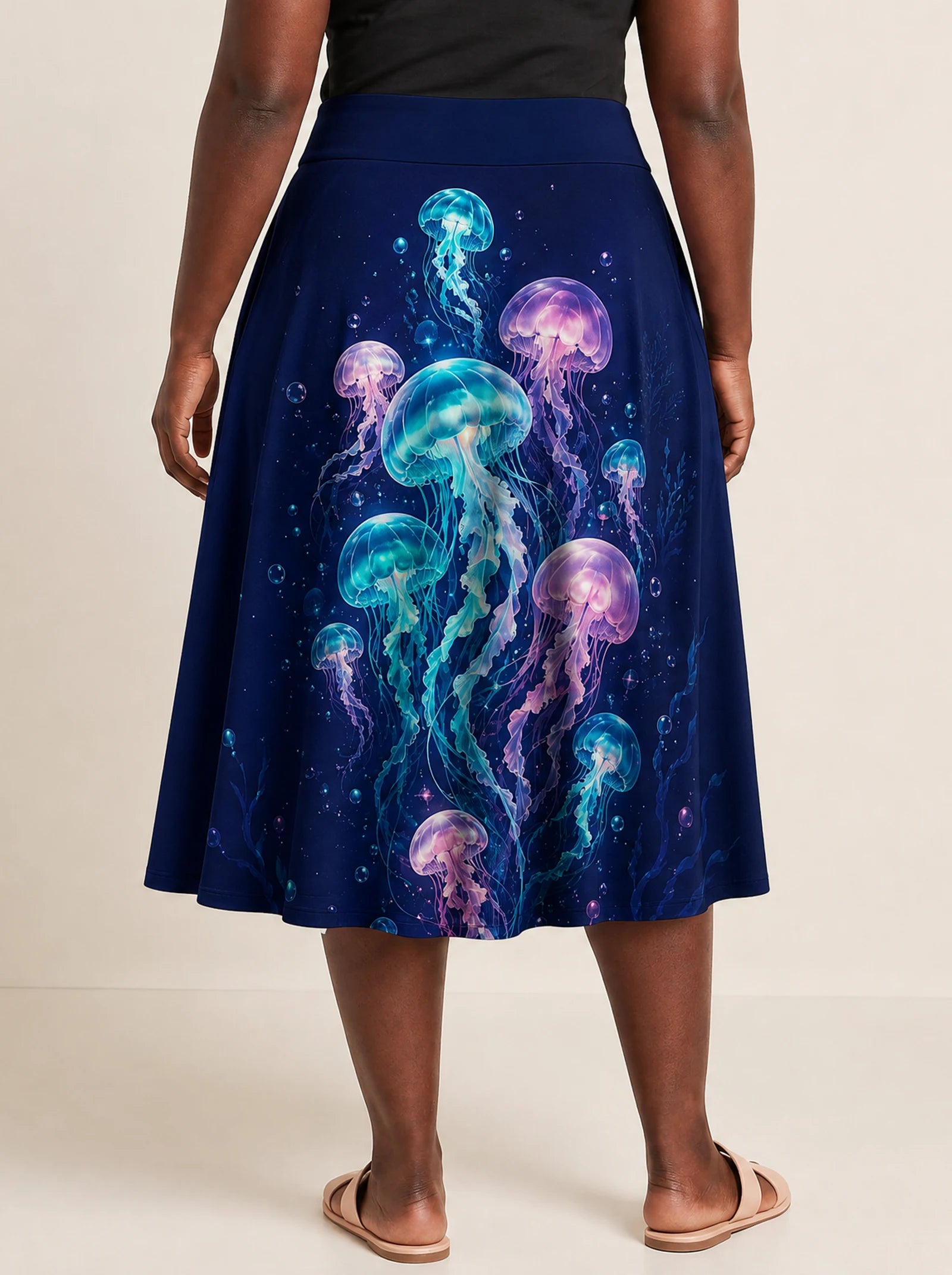 "Bahari" Twirl Skirt — cropped back view on model