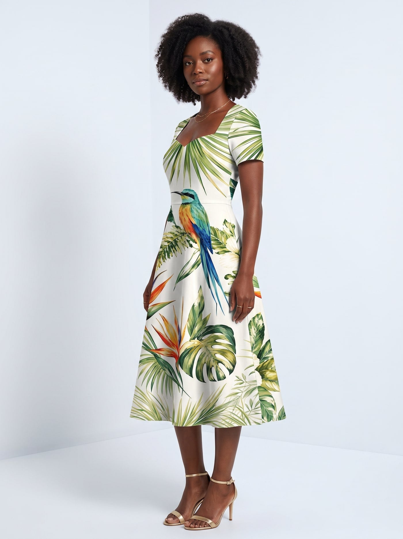 "Ndege" Sweetheart Midi Dress