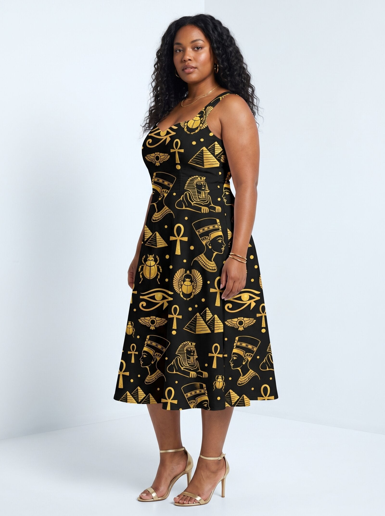"Nefertiti" Black Gold Corset Dress