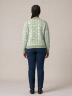 "Oshun Verde" Cardigan — back view on model