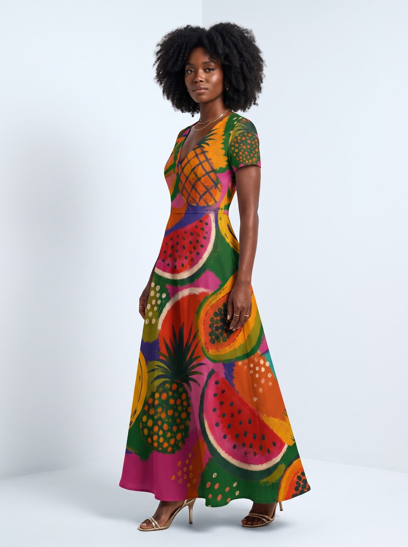 "Matunda" Short Sleeve Maxi Dress