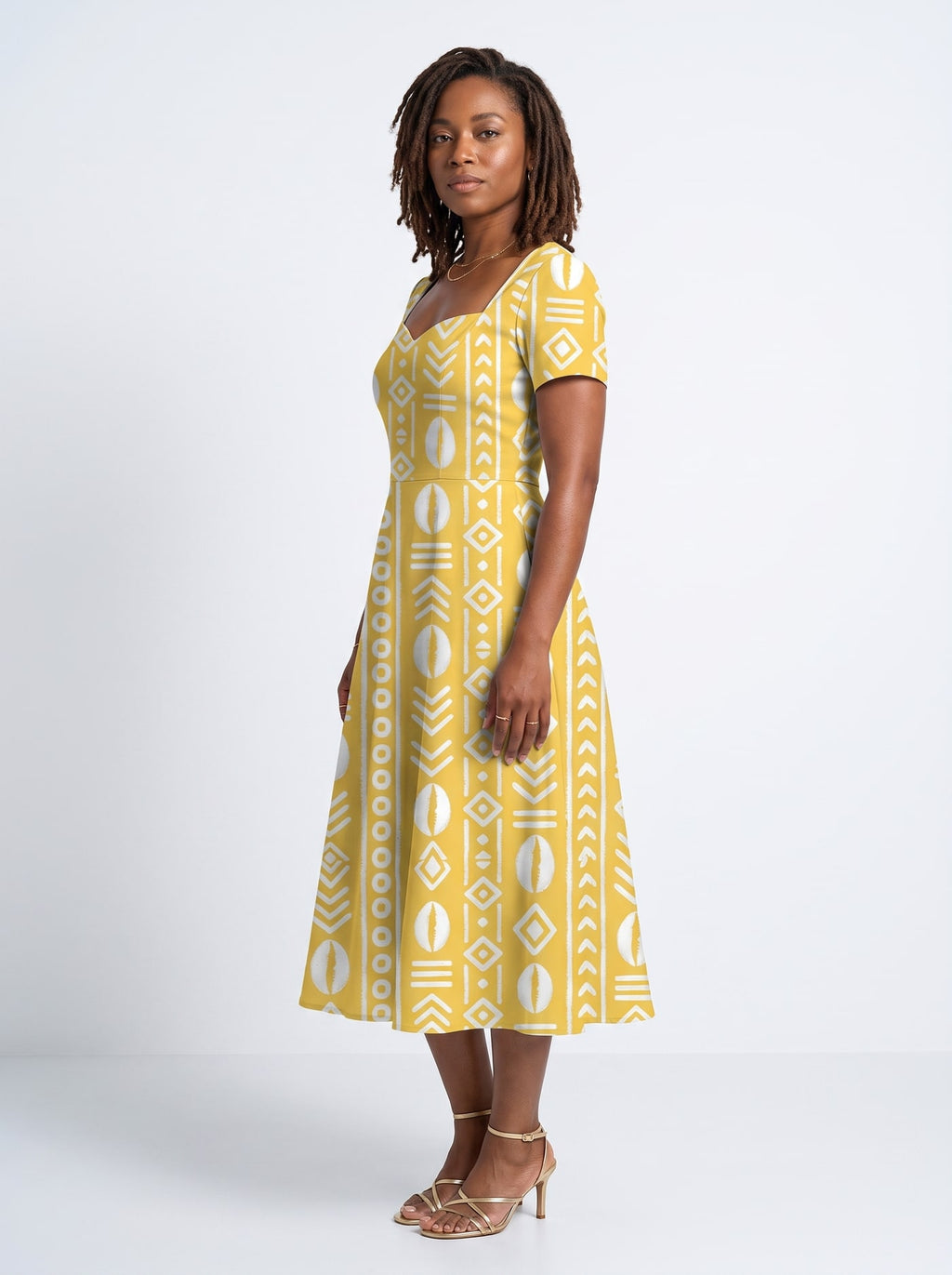 "Oshun Dhahabu" Sweetheart Midi Dress