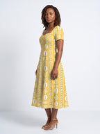 "Oshun Dhahabu" Sweetheart Midi Dress