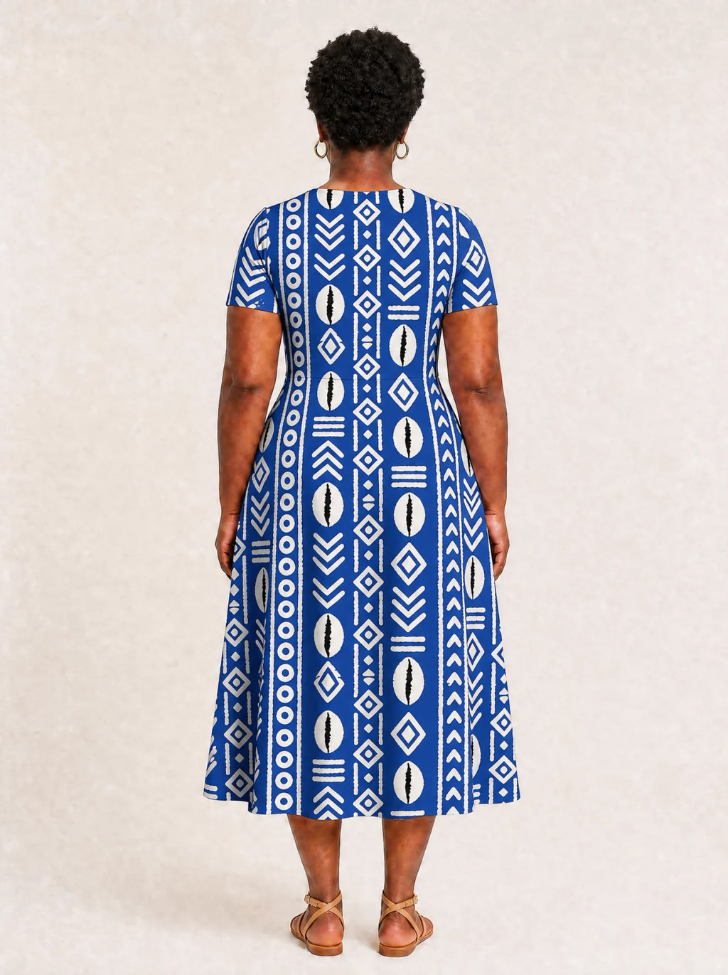 "Oshun Royal Blue" V Neck Midi Dress Promo