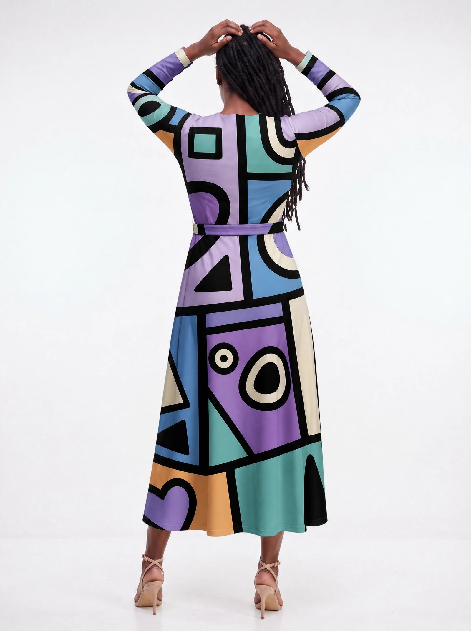 "Sanaa" Viscose Midi Dress — back view on model