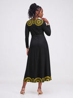 "Mamafo" Long Sleeve Midaxi Dress — back view on model