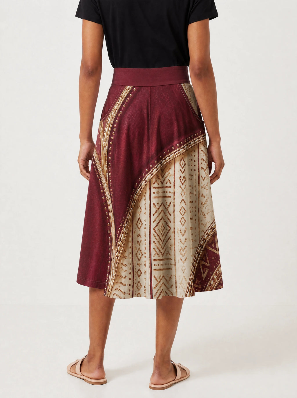 "Tapa" Twirl Skirt — back view on model