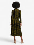 "Lamu" Viscose Midi Dress — back view on model
