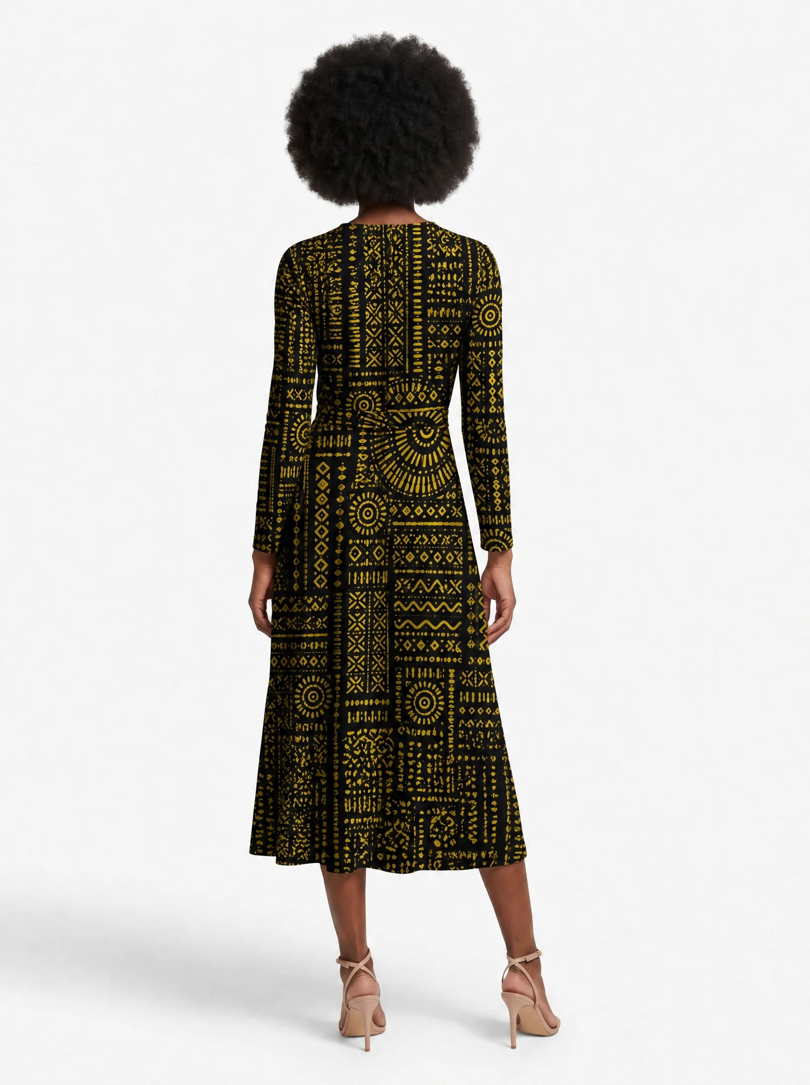 "Lamu" Viscose Midi Dress — back view on model