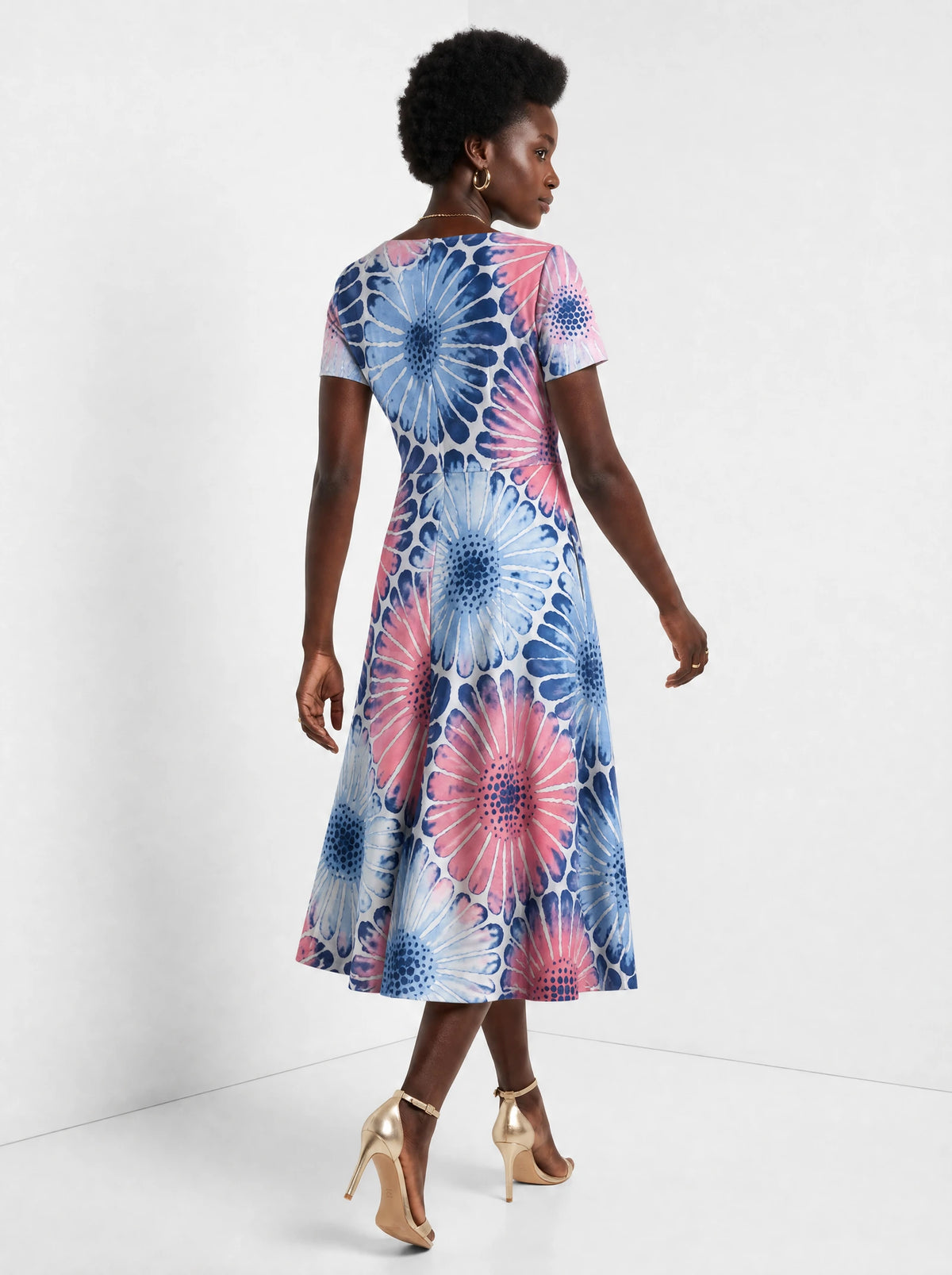 "Samawati" Sweetheart Midi Dress — back view on model