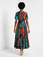 "Majani" Short Sleeve Maxi Dress — back view on model