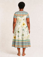 "Alizeti" V Neck Midi Dress Promo