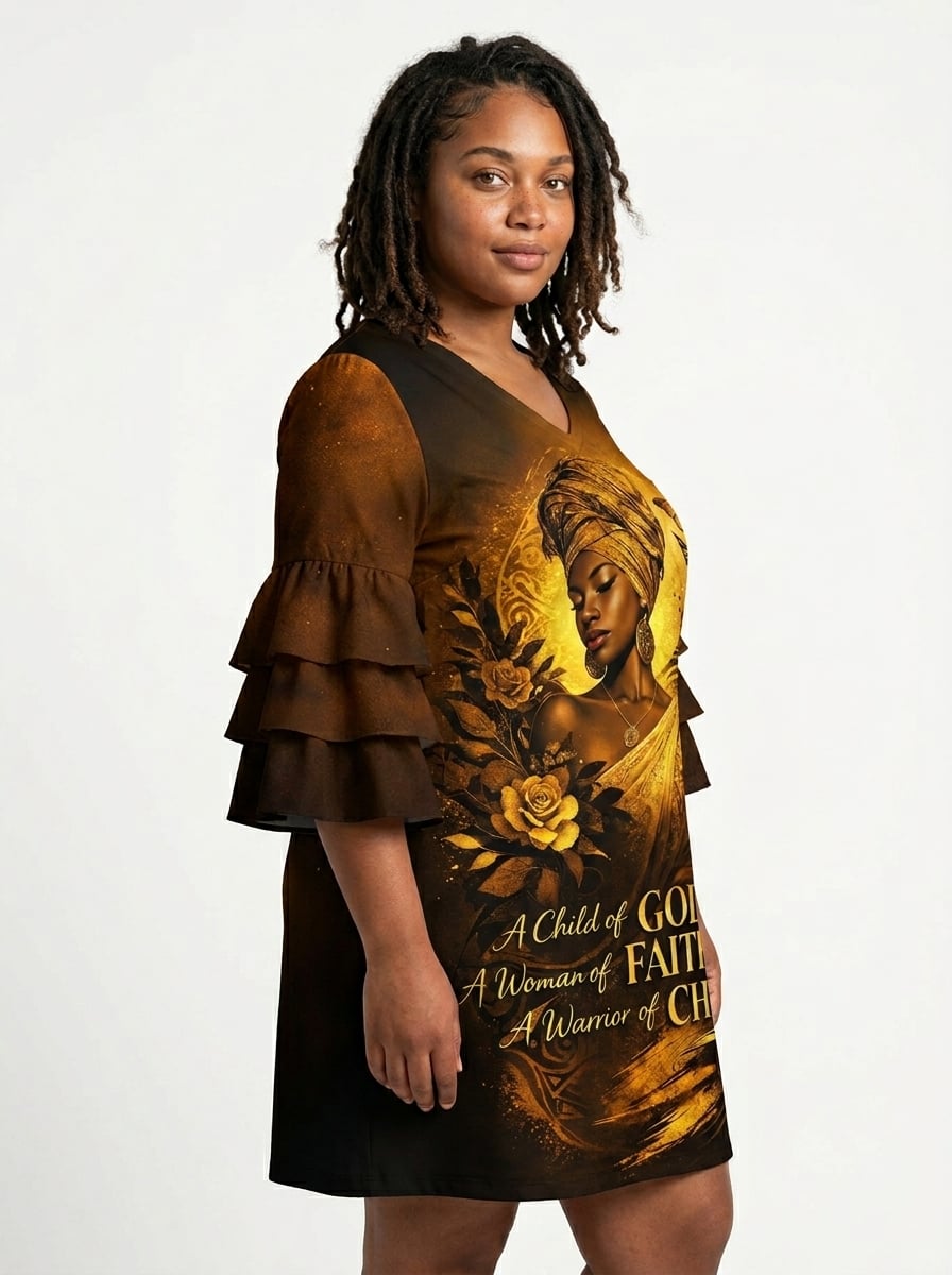 "Zuri" Stacked Ruffle Sleeve Dress