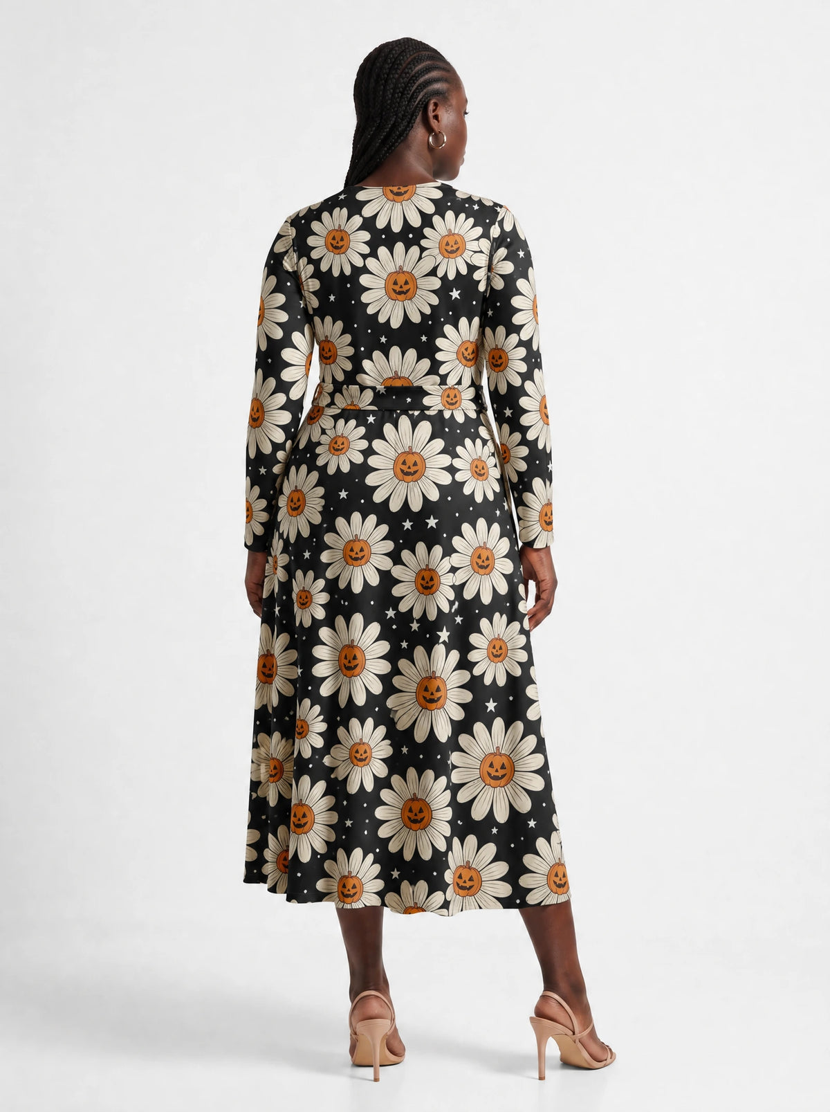 "Cheka" Halloween Long Sleeve Midaxi Dress — back view on model