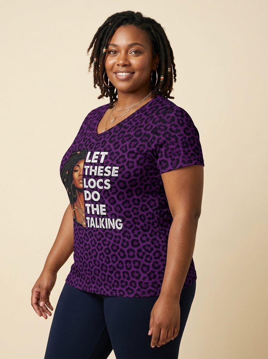 Purple Leopard V-Neck T-Shirt
