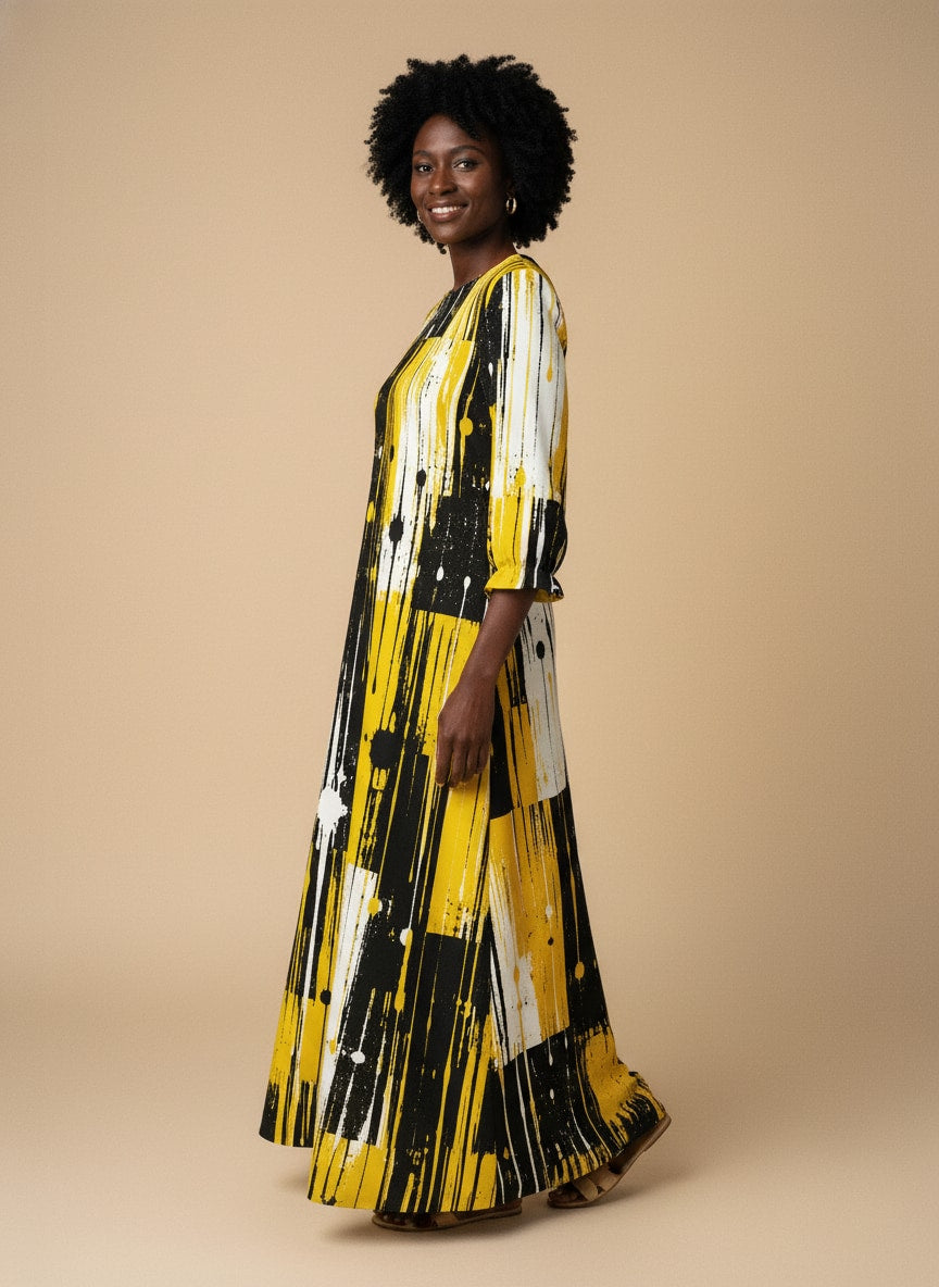 "Mvua" Long Sleeve Maxi Dress