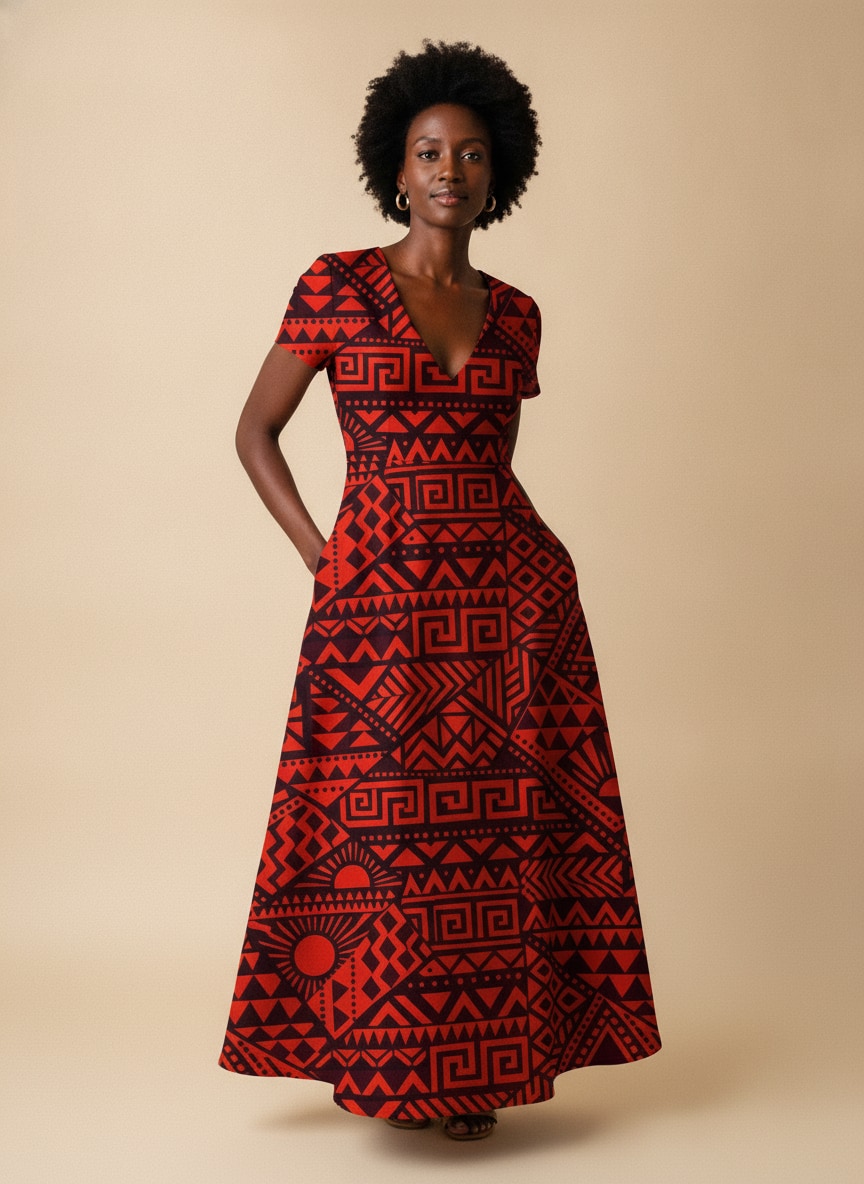 "Shaka" Burgundy Short Sleeve Maxi Dress