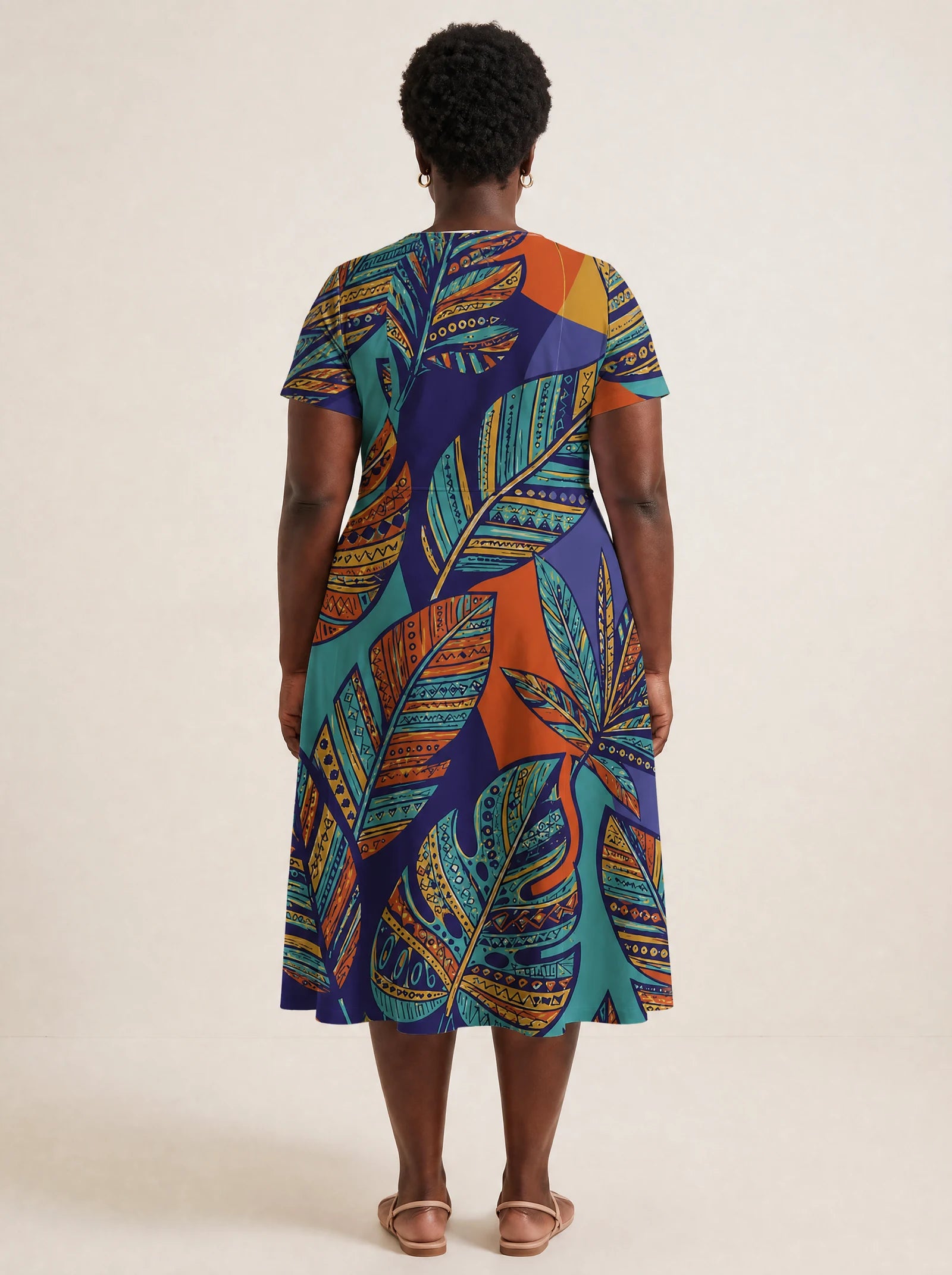 "Majani" V Neck Midi Dress