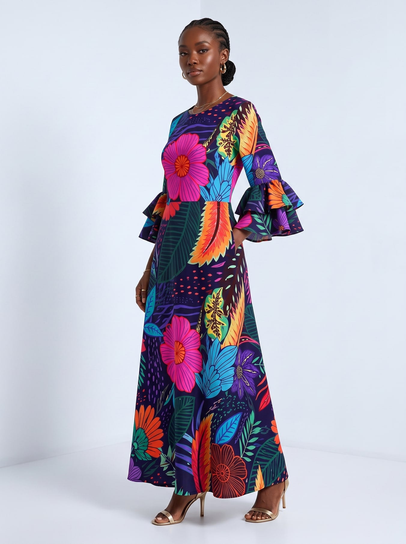 "Bustani" Long Sleeve Maxi Dress