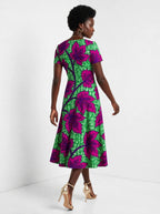 "Mzabibu" Sweetheart Midi Dress — back view on model