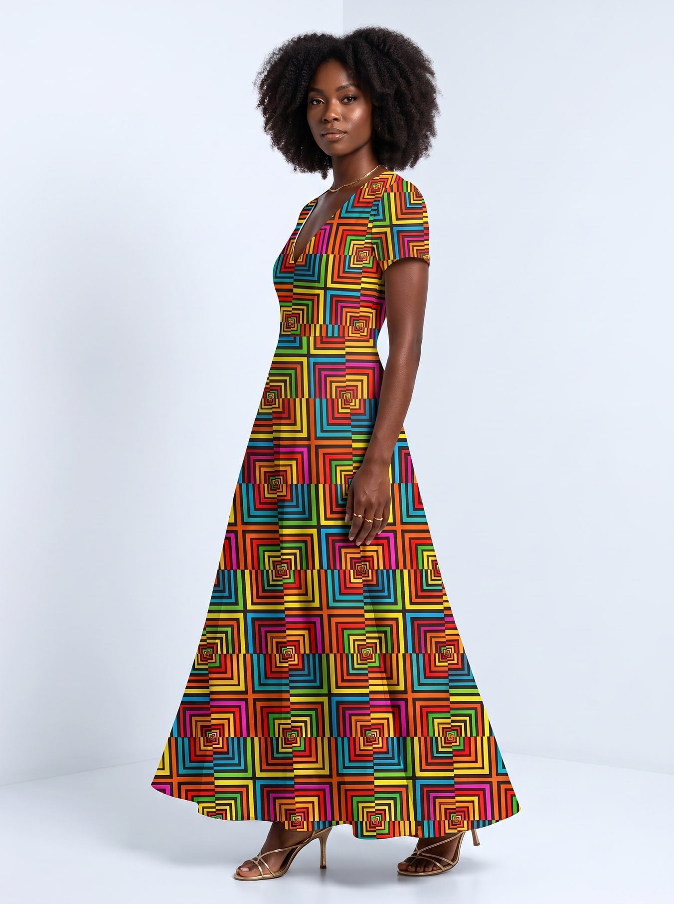 "Msonge" Short Sleeve Maxi Dress