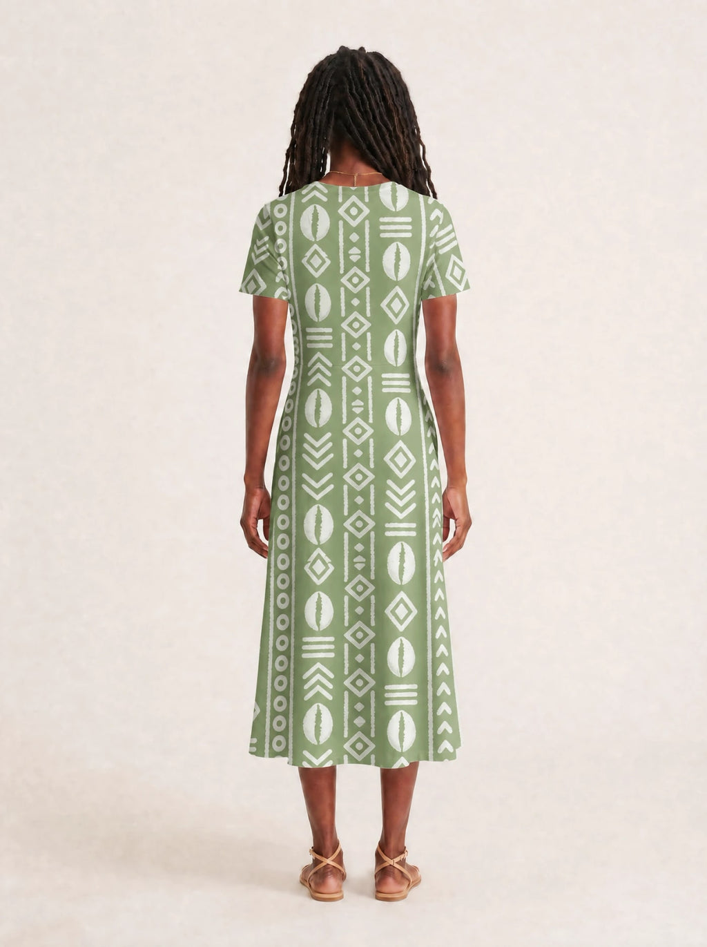 "Oshun Verde" V Neck Midi Dress Promo