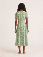 "Oshun Verde" V Neck Midi Dress Promo