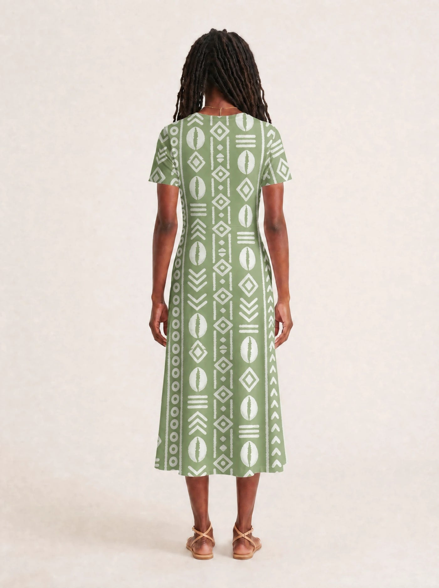 "Oshun Verde" V Neck Midi Dress Promo
