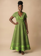 Green Orchid Short Sleeve Maxi Dress Promo