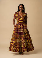 Mudcloth Short Sleeve Maxi Dress