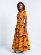 "Mbuga" Short Sleeve Maxi Dress
