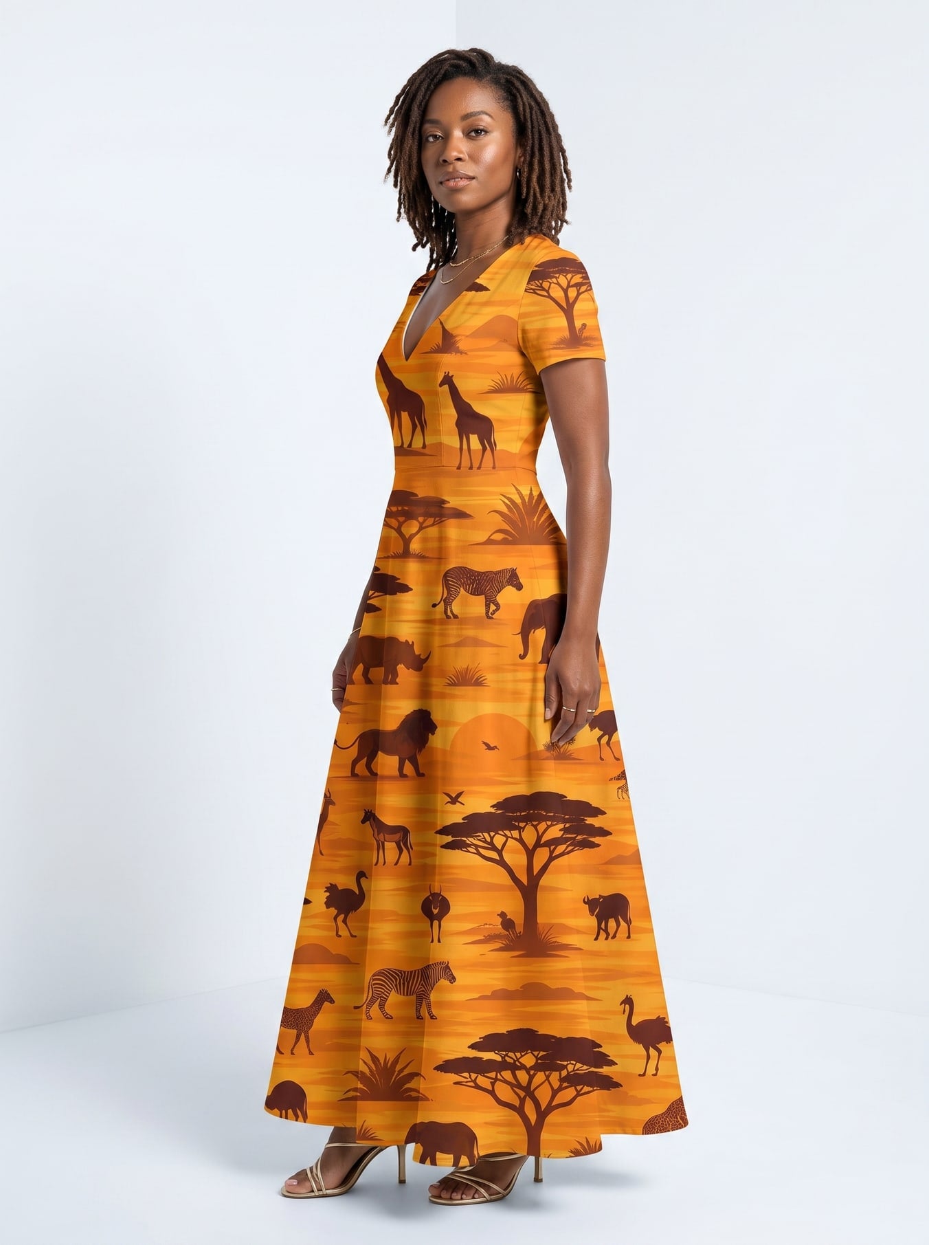 "Mbuga" Short Sleeve Maxi Dress