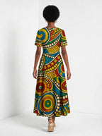 "Taji" Short Sleeve Maxi Dress — back view on model