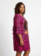 "Unstoppable" Pink Leopard Stacked Ruffle Sleeve Dress
