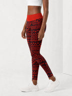 "Shaka" Burgundy Leggings — side view on model