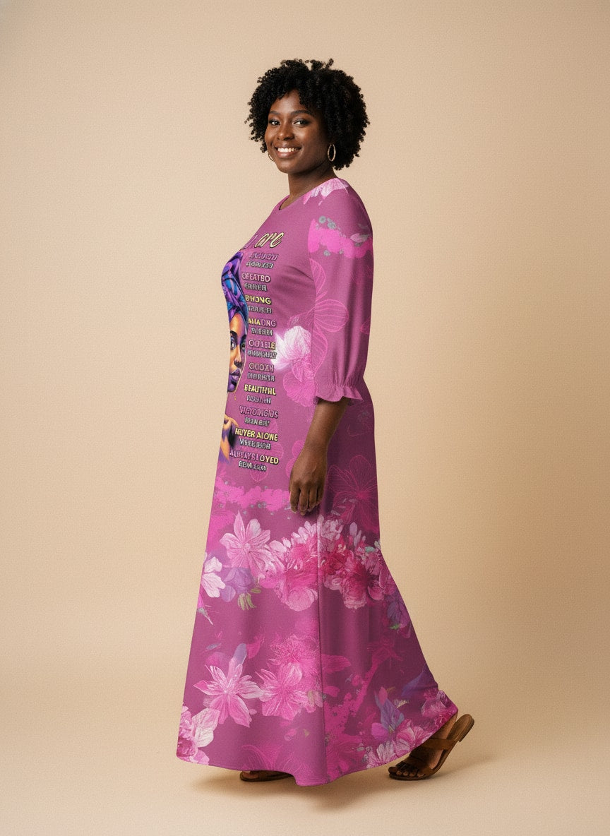 Pink Orchid Long Sleeve Maxi Dress